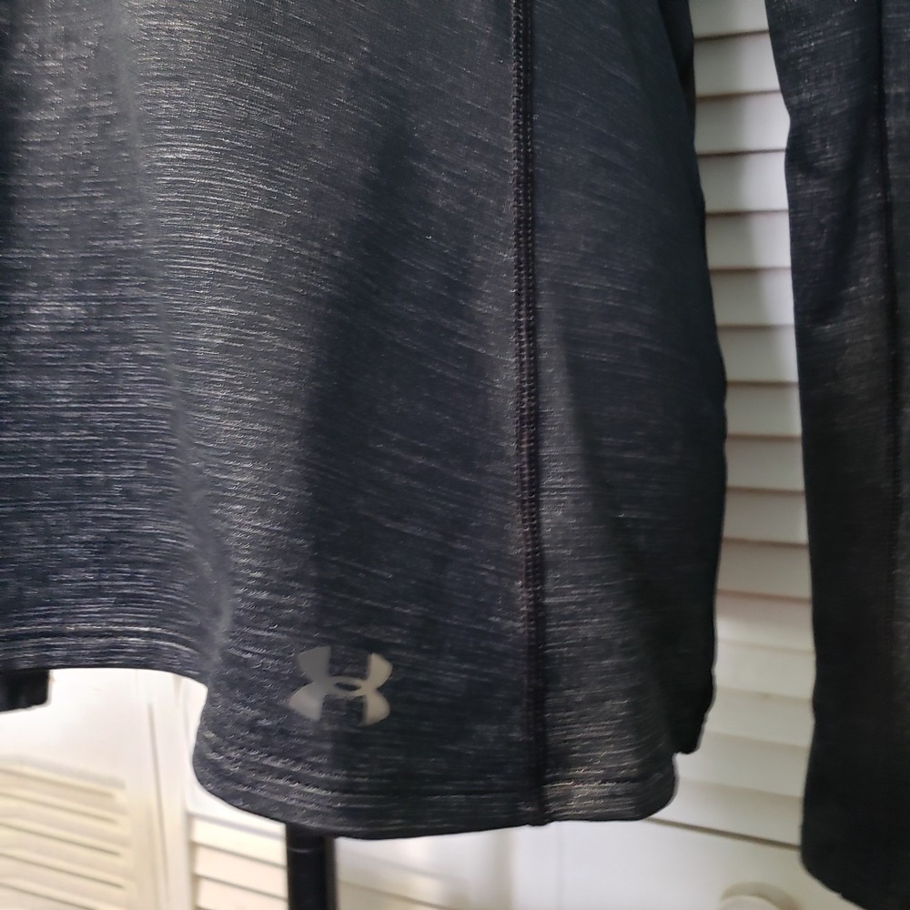 Under Armour Fitted Running Top Women's Small Charcoal Shimmer Thumb Holes - Picture 2 of 9